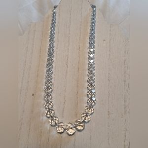 Vintage Hand-Cut Art Deco Graduated Rock Quartz Crystal Bead Necklace